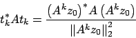 \begin{displaymath}y_k^* y_k \simeq \left( \bar{\alpha}_1
\bar{\lambda}_1^k x_1...
...}_1 \vert}^2 {\vert {\lambda}_1^k \vert}^2 {\Vert x
\Vert}_2^2\end{displaymath}