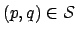 $ (p,q) \in
\mathcal{S}$