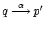 $ q
\stackrel{\alpha}{\longrightarrow} p'$