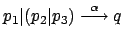 $ p_1\vert(p_2\vert p_3)
\stackrel{\alpha}{\longrightarrow} q$