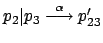 $ p_2\vert p_3 \stackrel{\alpha}{\longrightarrow}
p_{23}'$