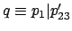 $ q \equiv p_1\vert p_{23}'$