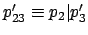 $ p_{23}' \equiv p_2\vert p_3'$